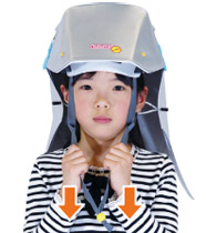 イメージ：あごひもを引くだけで簡単にフィット